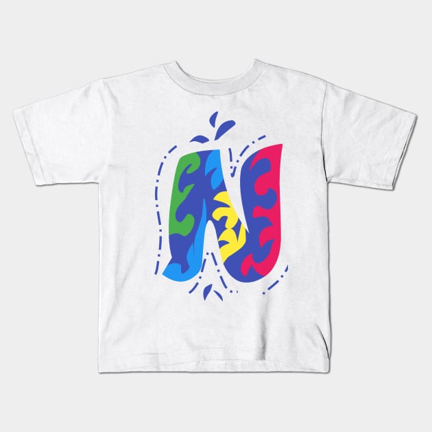 Letter N Kids T-Shirt by Fadmel